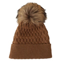 Dolce & Gabbana Dark Brown Camel Wool Beanie Hat One Size Knitted Warm DG Italy