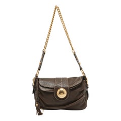 Dolce & Gabbana Dark Brown Leather Flap Tassel Shoulder Bag