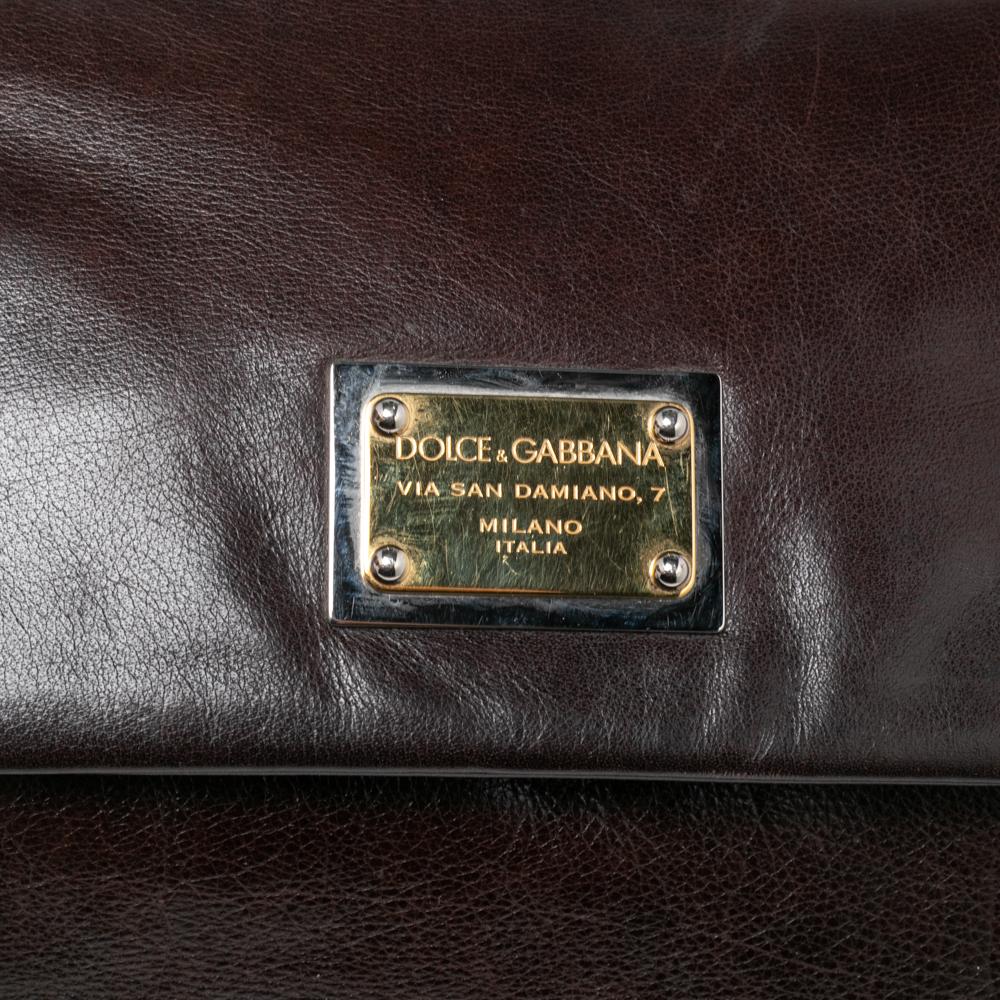 Dolce & Gabbana Dark Brown Leather Large Miss Sicily Top Handle Bag 3
