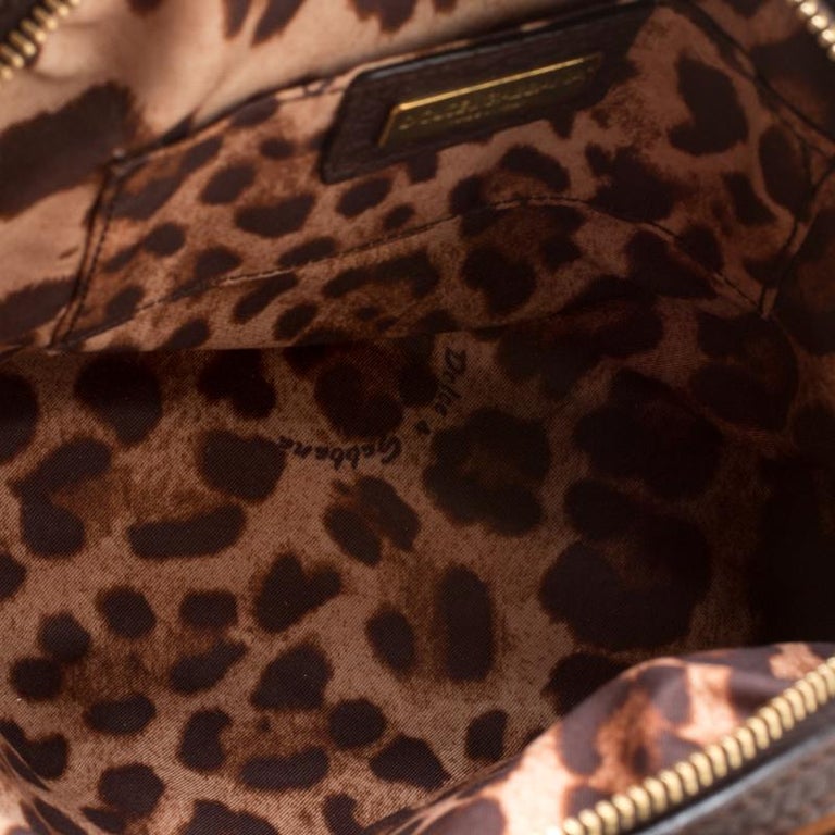 Dolce and Gabbana Dark Brown Leopard Print Calf Hair Mini Chain Satchel ...