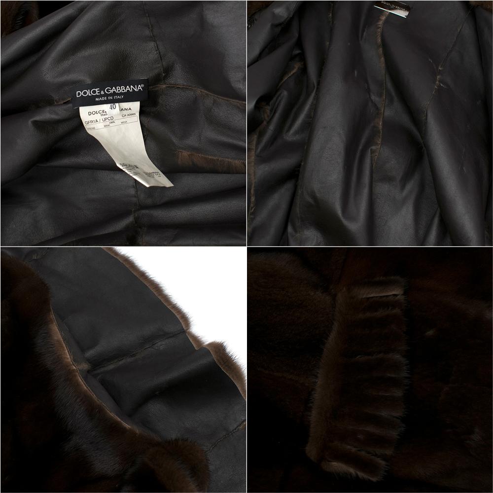 Women's Dolce & Gabbana Dark Brown Mink Fur Coat XS 36