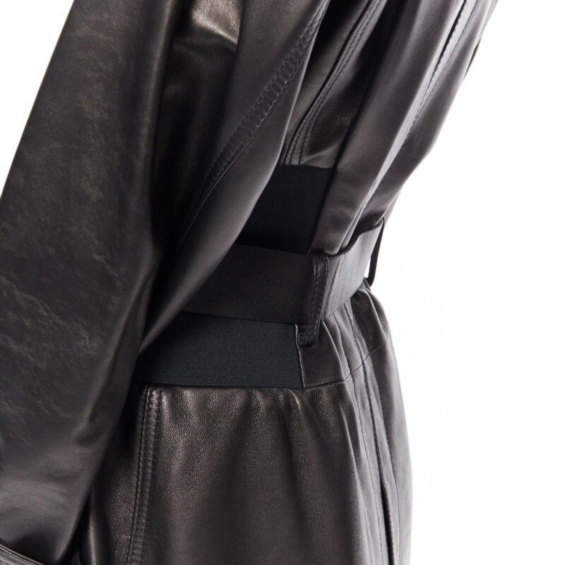 DOLCE & GABBANA dark brown nappa leather double breasted silver buckle belt coat 6