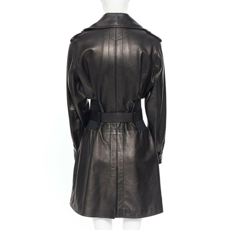 DOLCE and GABBANA dark brown nappa leather double breasted silver buckle  belt coat For Sale at 1stDibs