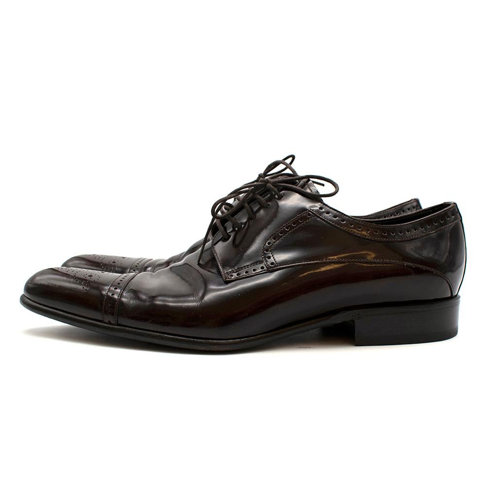 Black Dolce & Gabbana Dark Brown Patent Leather Derby Shoes - Size EU 44