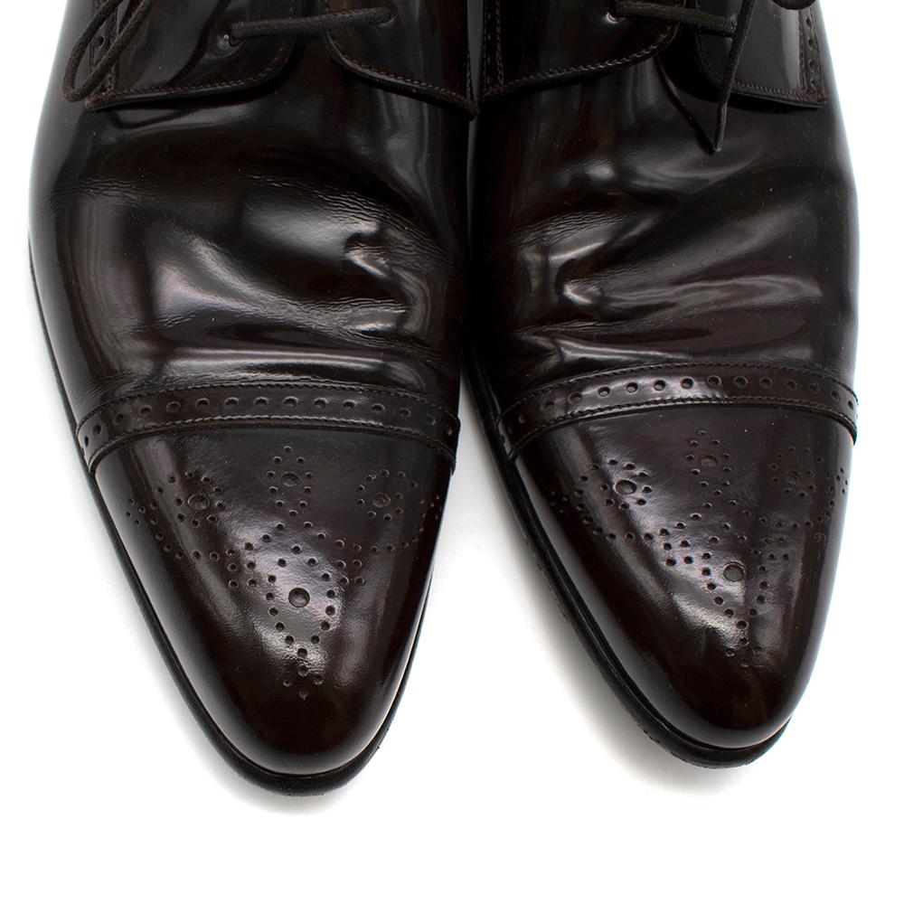 Dolce & Gabbana Dark Brown Patent Leather Derby Shoes - Size EU 44 In Excellent Condition In London, GB