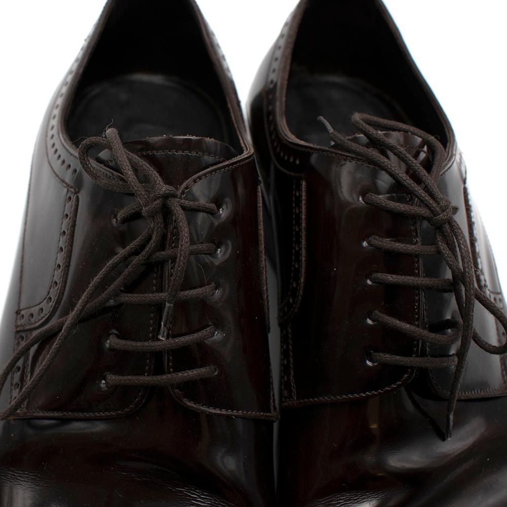 Women's or Men's Dolce & Gabbana Dark Brown Patent Leather Derby Shoes - Size EU 44