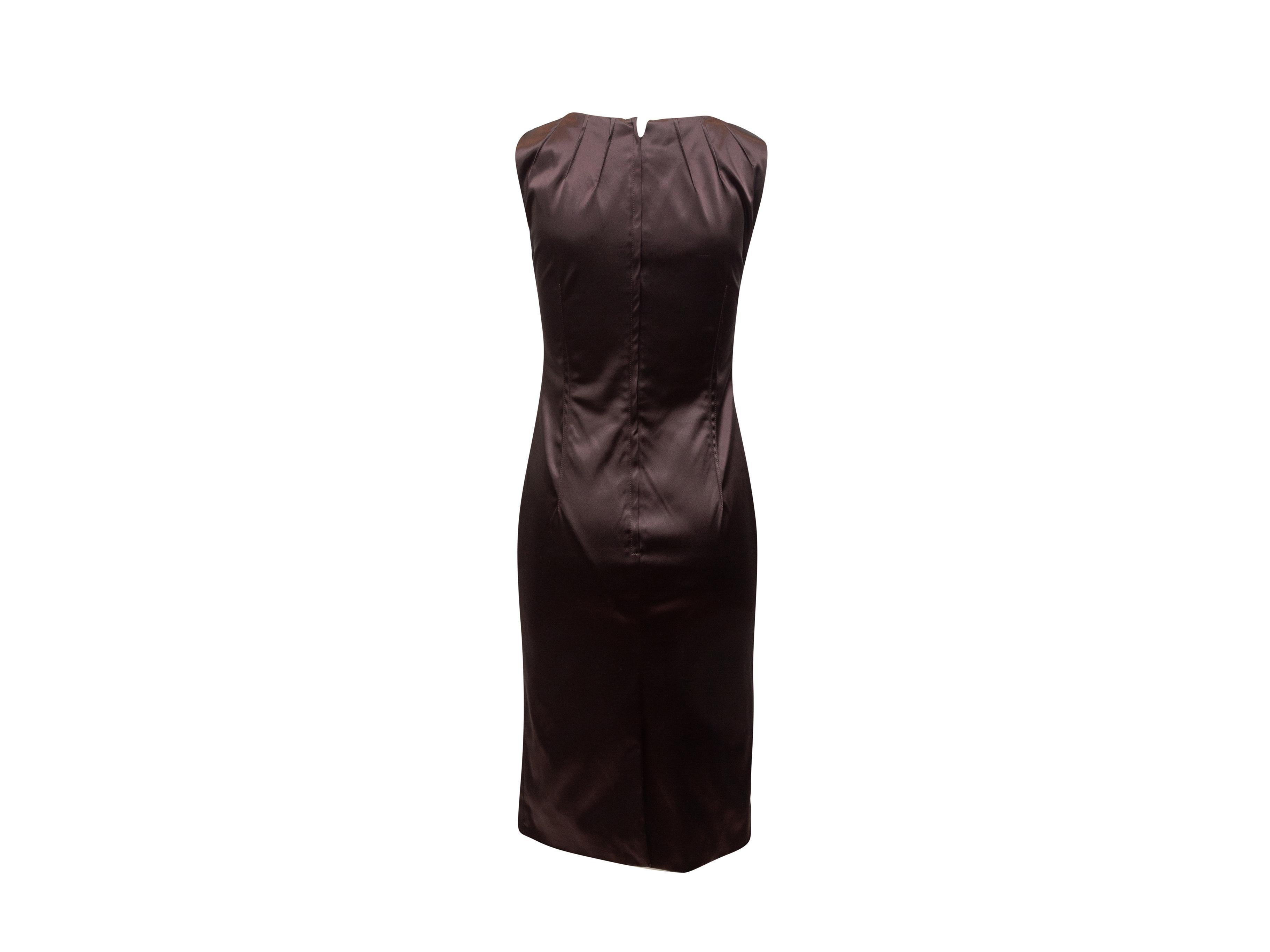 Black Dolce & Gabbana Dark Brown Satin Sleeveless Dress