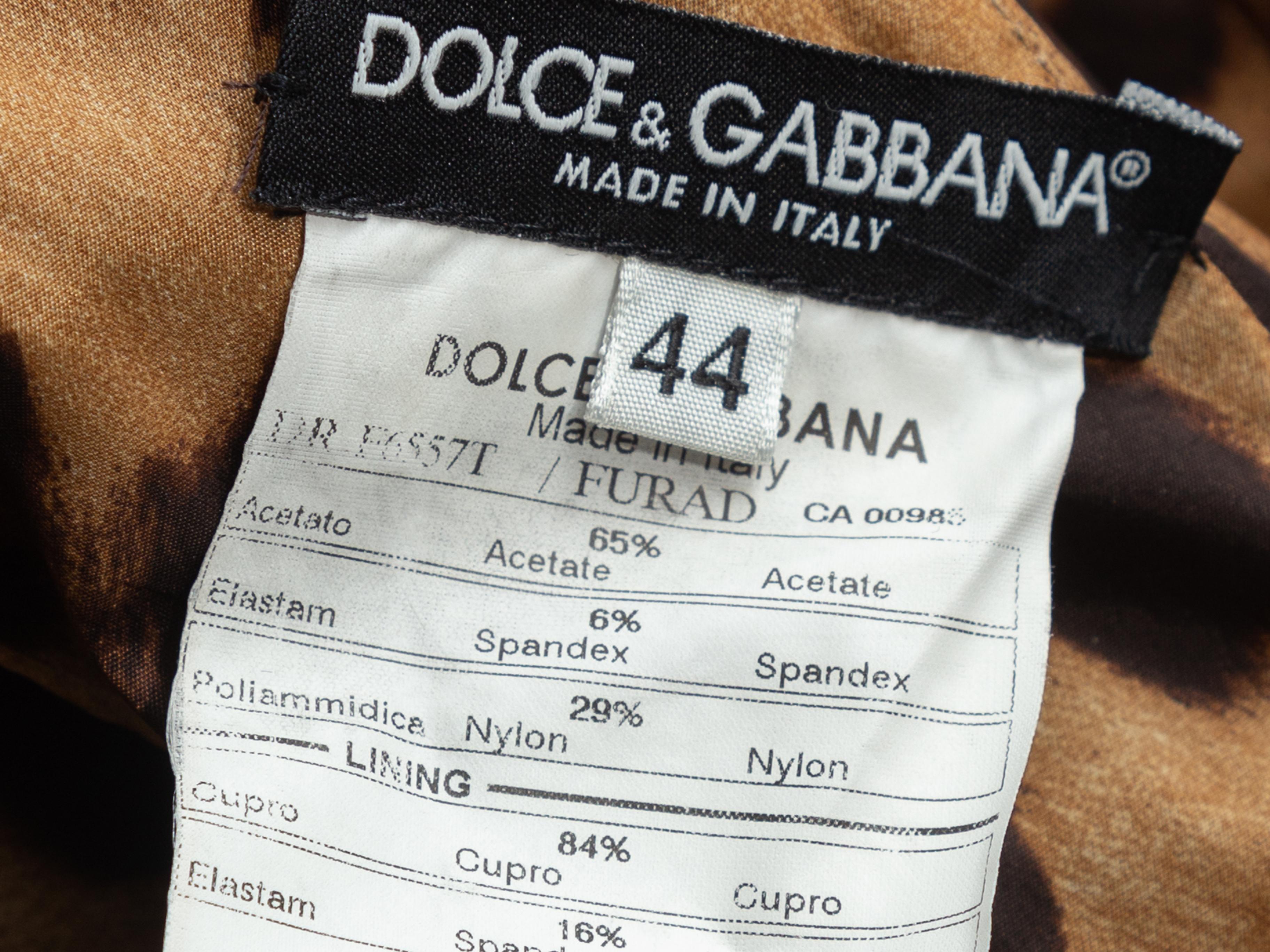Dolce & Gabbana Dark Brown Satin Sleeveless Dress In Good Condition In New York, NY