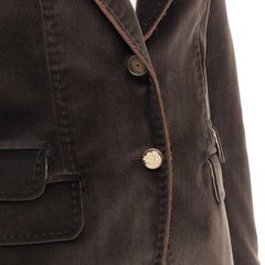 DOLCE GABBANA dark brown velvet rope pip peak lapel Le Smoking blazer IT38 XS