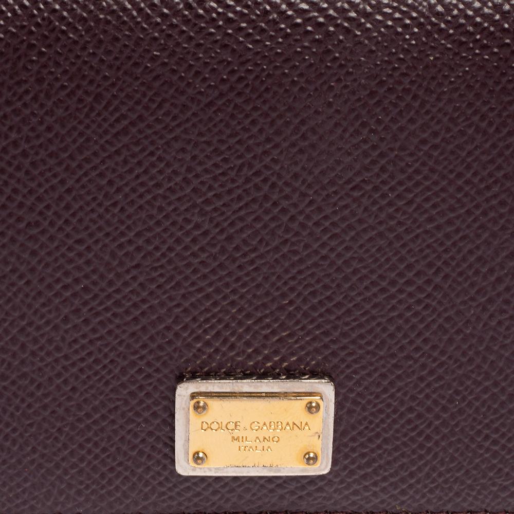 Women's Dolce & Gabbana Dark Burgundy Leather Flap Card Case