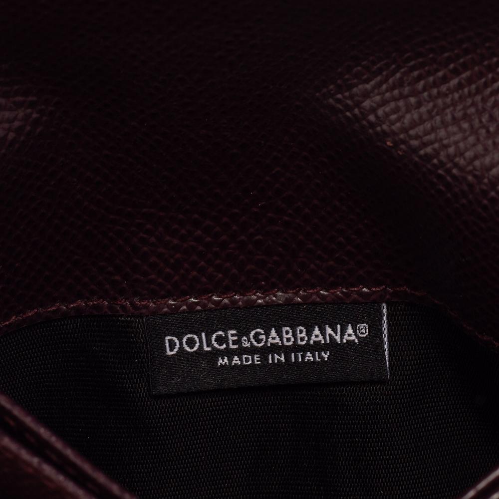 Dolce & Gabbana Dark Burgundy Leather Flap Card Case 2