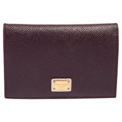 Dolce & Gabbana Dark Burgundy Leather Flap Card Case
