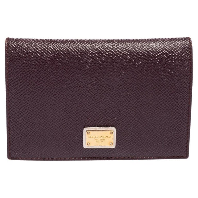 Dolce and Gabbana Dark Burgundy Leather Flap Card Case For Sale at 1stDibs