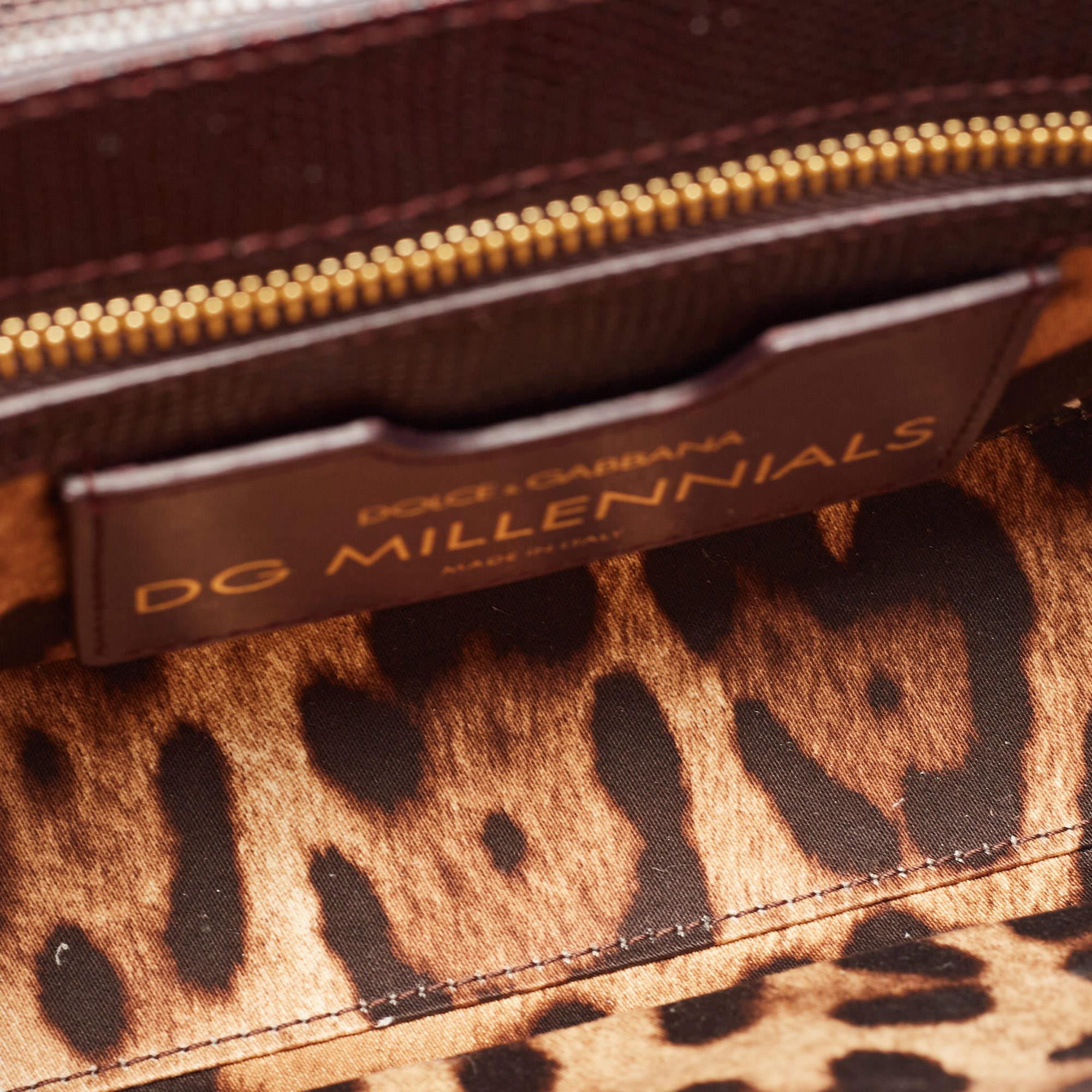 Dolce & Gabbana Dark Burgundy Lizard Embossed Leather DG Millennials Shoulder Ba 2