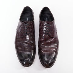 DOLCE GABBANA dark burgundy patent perforated square lace up brogues UK6 EU40