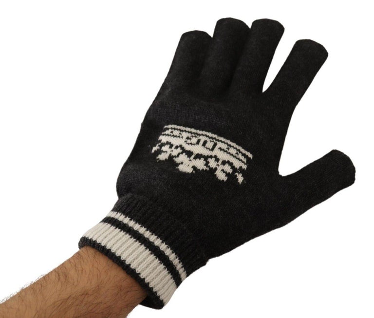 Dolce & Gabbana Red 100% Cashmere Knit Hands Mitten Mens Gloves