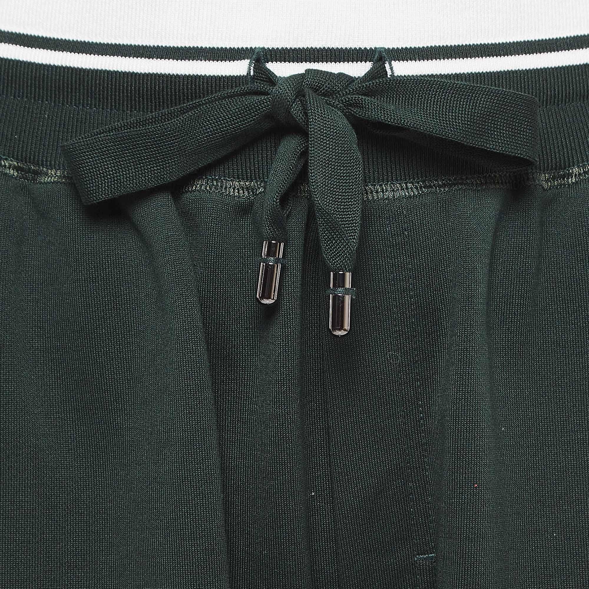 Men's Dolce & Gabbana Dark Green Cotton Blend Knit Drawstring Shorts M For Sale