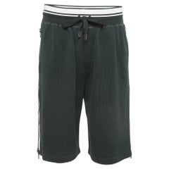 Dolce & Gabbana Dark Green Cotton Blend Knit Drawstring Shorts M