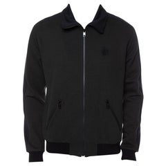 Dolce 
Gabbana Dark Green Knit Contrast Trim Detail Zipper Front Jacket XL