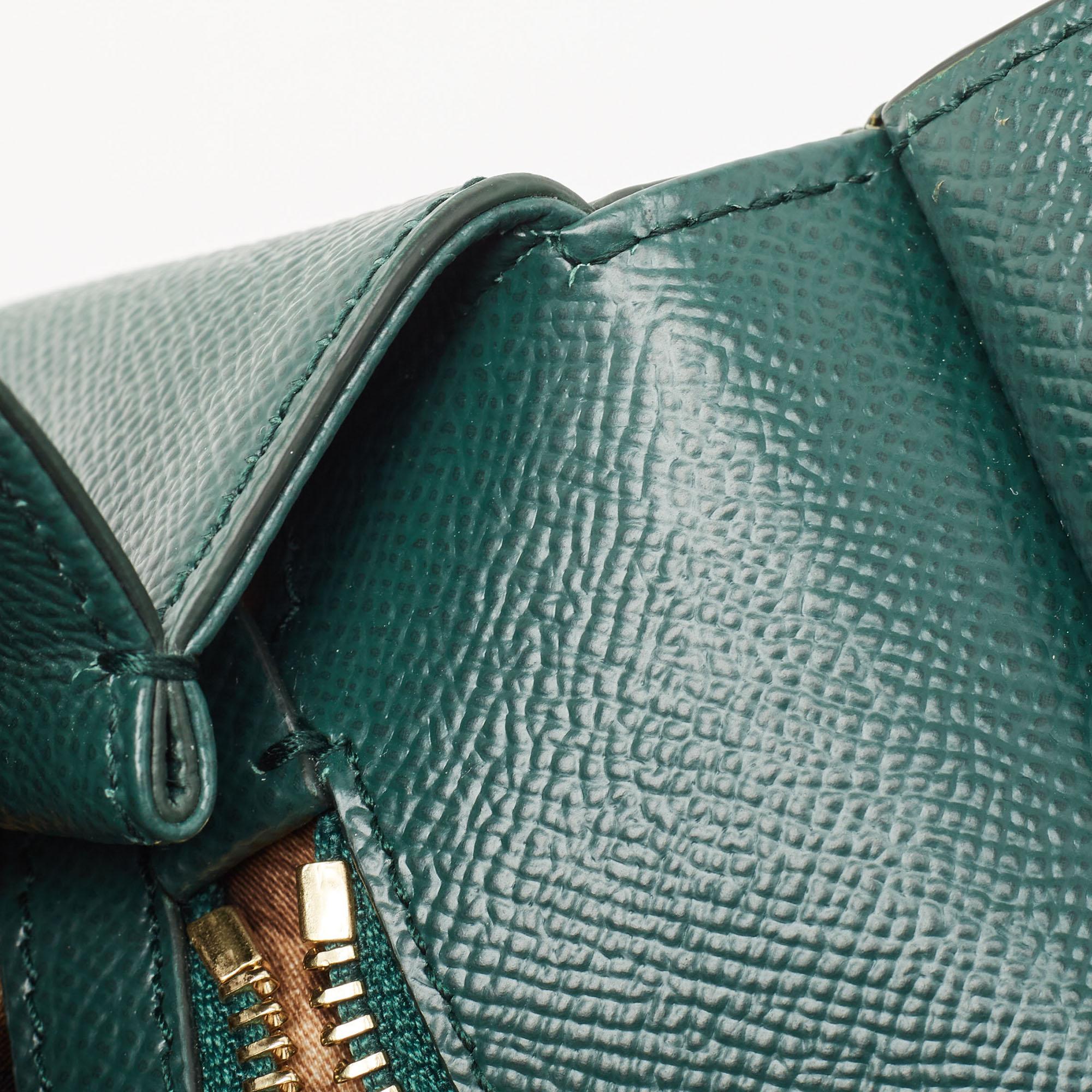 Dolce & Gabbana Dark Green Leather Medium Miss Sicily Top Handle Bag 4