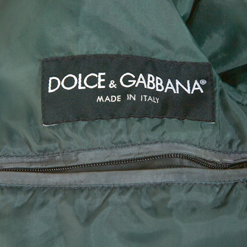 Men's Dolce & Gabbana Dark Green Leather Trim Zip Front Jacket M