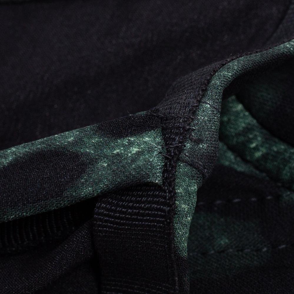 Gray Dolce & Gabbana Dark Green Leopard Print Silk Bustier Top S