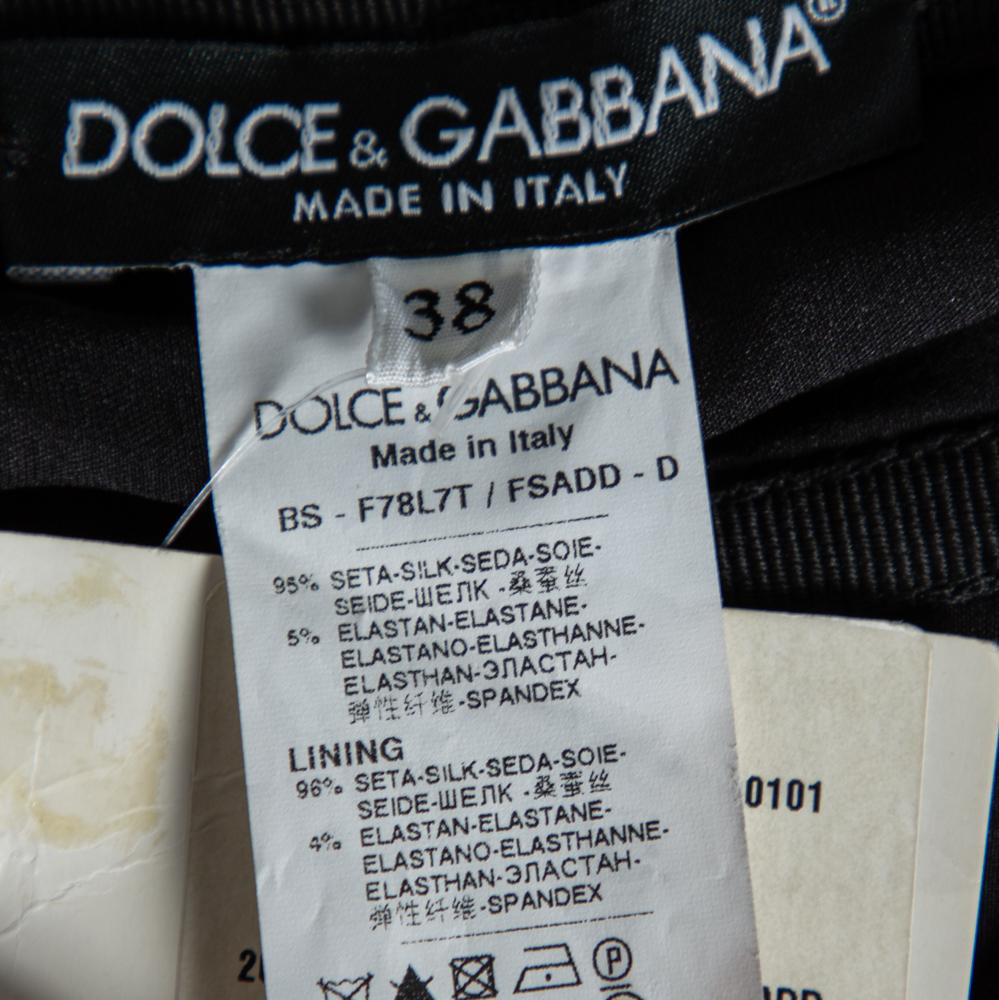 Dolce & Gabbana Dark Green Leopard Print Silk Bustier Top S In Excellent Condition In Dubai, Al Qouz 2