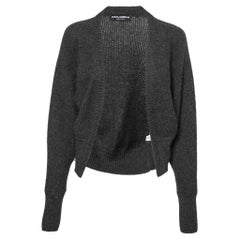 Dolce & Gabbana Dark Grey Alpaca Blend Cropped Cardigan L