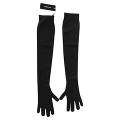 Dolce & Gabbana Dark Grey Cashmere Long Warm Soft Winter Gloves DG Italy