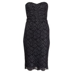 DOLCE & GABBANA dunkelgraues LACE BUSTIER-Kleid aus Baumwolle 38 XS