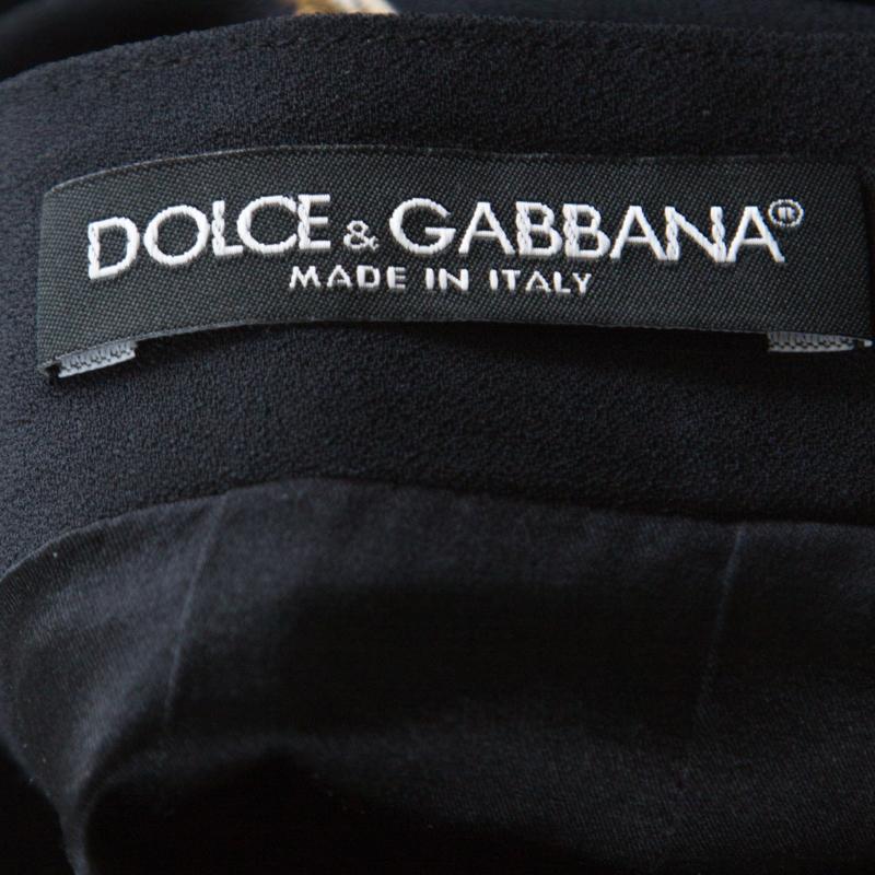 Women's Dolce & Gabbana Dark Grey Floral Print Crepe Sheath Skirt S