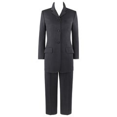 DOLCE & GABBANA Dark Grey Jacket Blazer Straight Leg Trouser Pant Suit Set