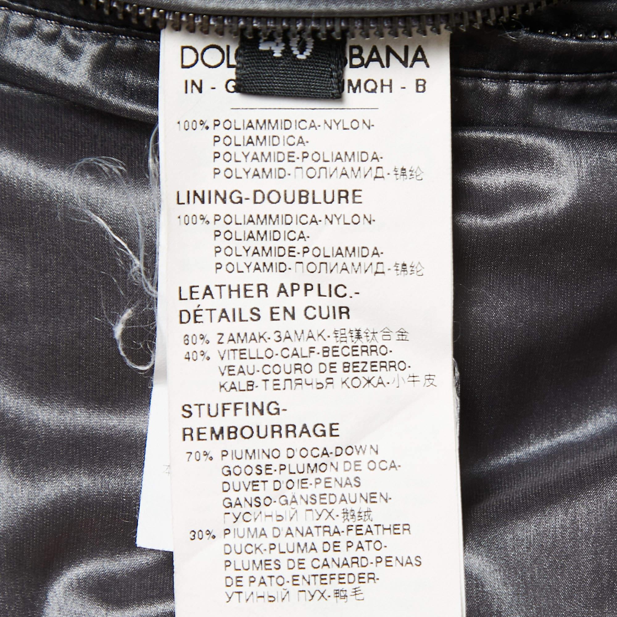 Dolce & Gabbana Dark Grey Nylon Hooded Puffer Jacket S 1