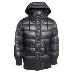 Dolce & Gabbana Dark Grey Nylon Hooded Puffer Jacket S