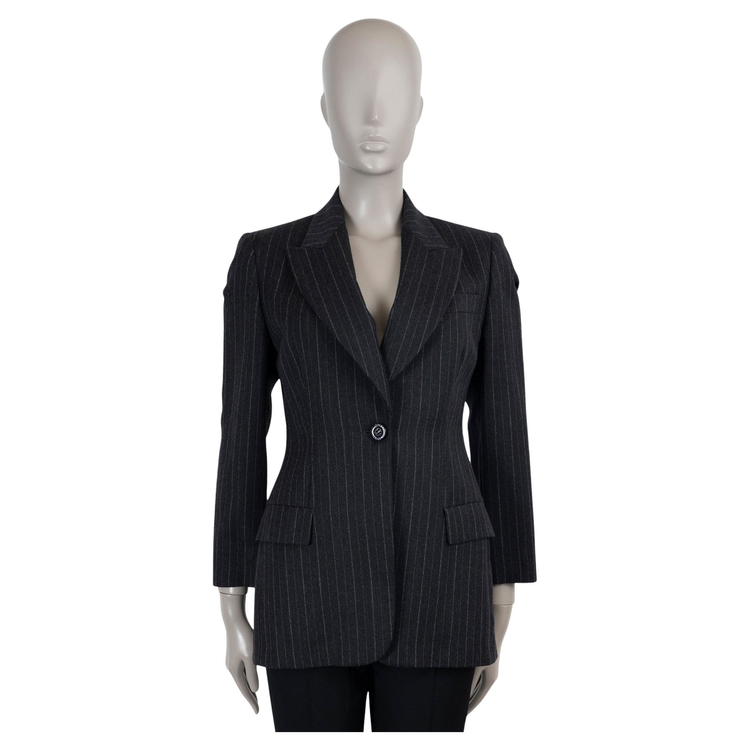 DOLCE & GABBANA dark grey wool PINSTRIPE Blazer Jacket 40 S