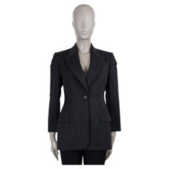 DOLCE & GABBANA gris oscuro lana PINSTRIPE Blazer Chaqueta 40 S