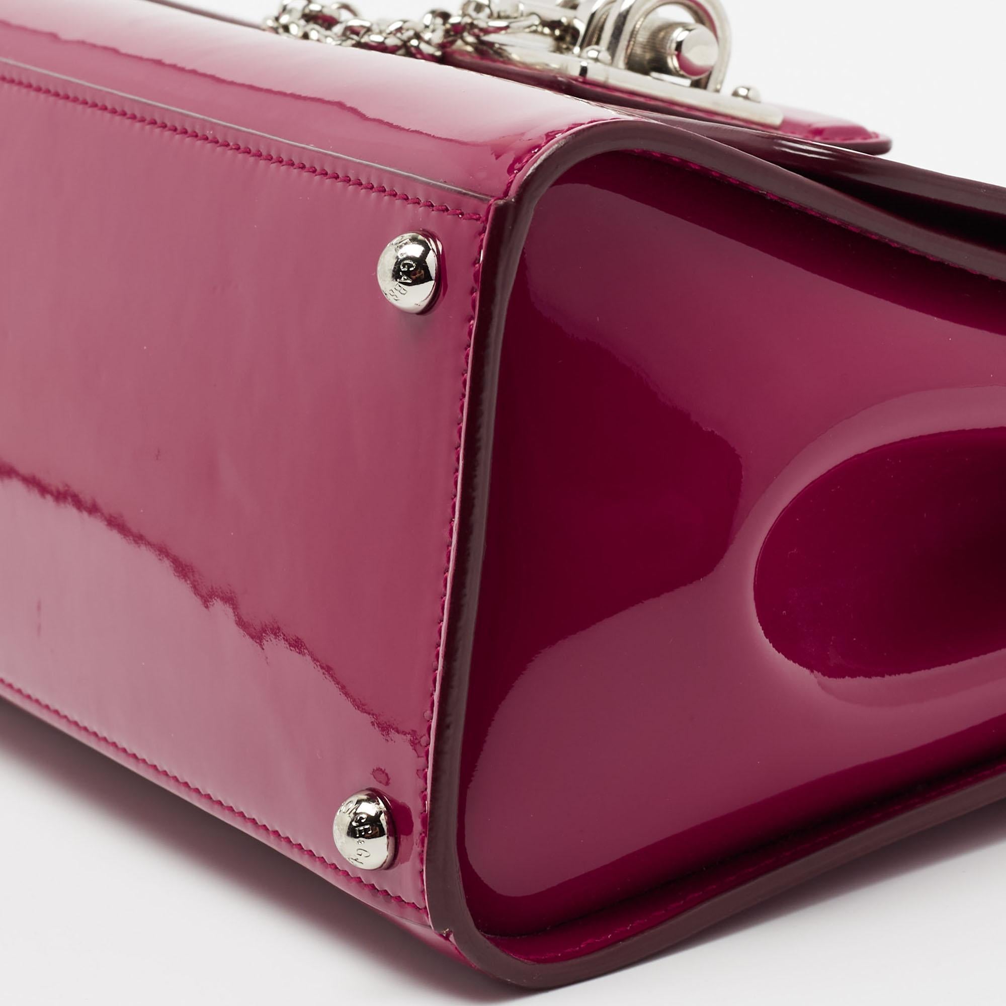 Dolce & Gabbana Dark Pink Patent Leather Small Miss Monica Top Handle Bag 1