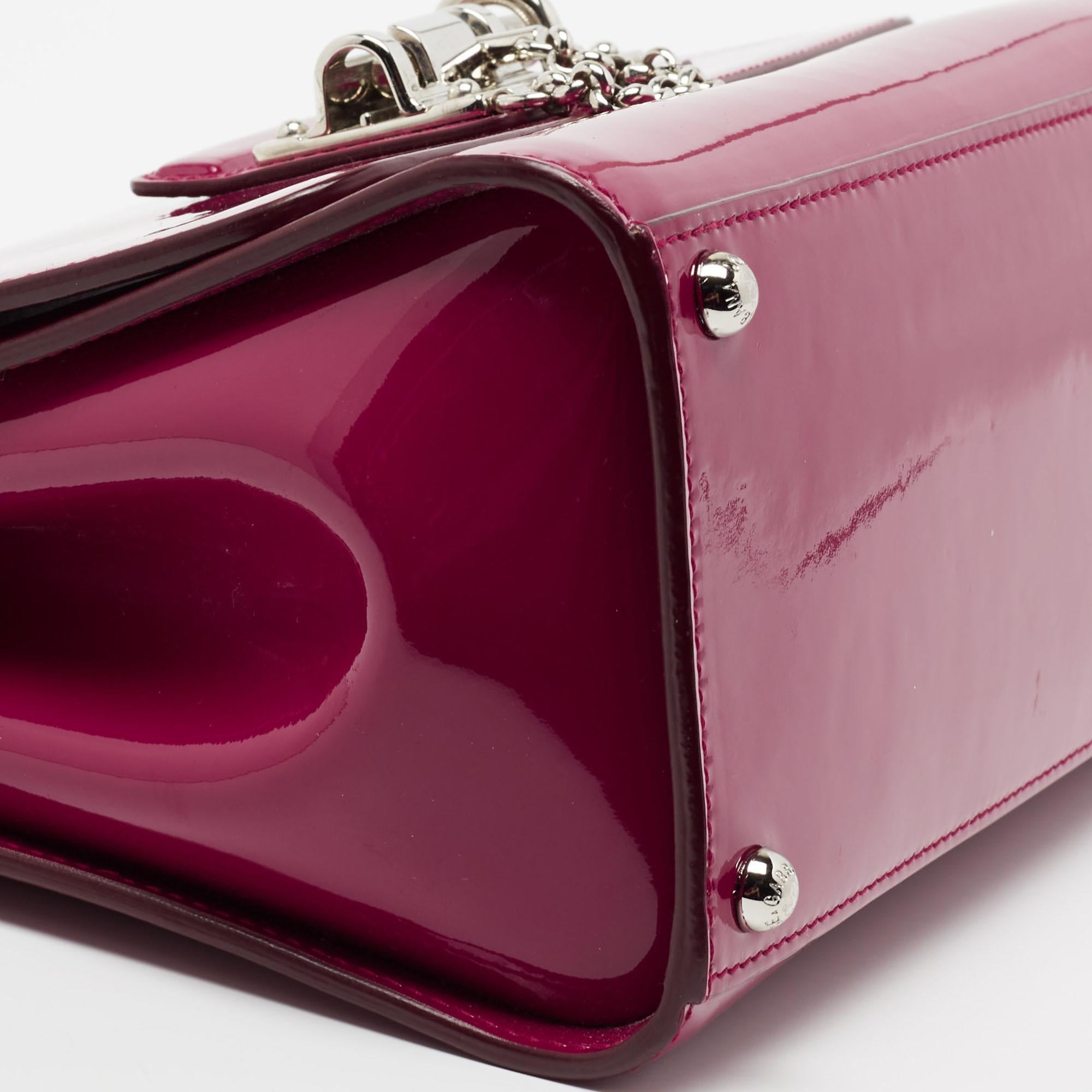 Dolce & Gabbana Dark Pink Patent Leather Small Miss Monica Top Handle Bag 2