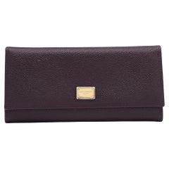 Dolce & Gabbana Dark Purple Leather Continental Wallet