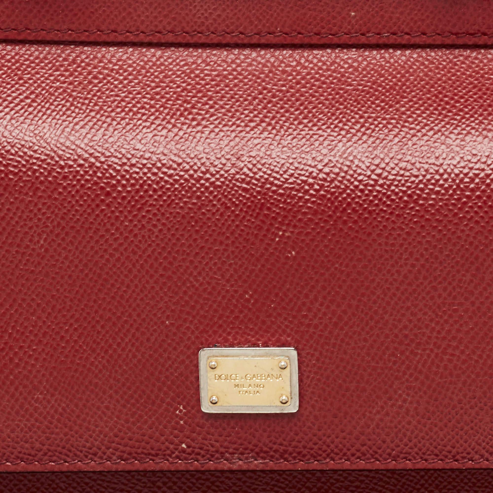 Dolce & Gabbana Dark Red Leather Small Miss Sicily Top Handle Bag 4