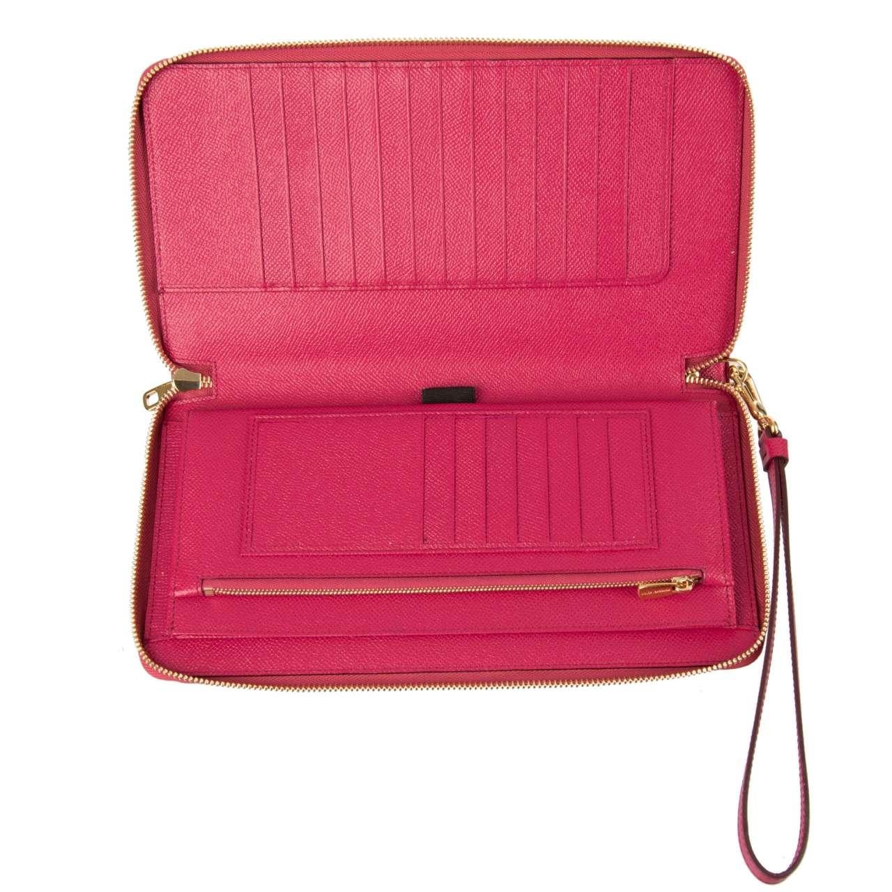 Dolce & Gabbana - Dauphine Leather Clutch Wallet Bag with Logo Pink In Excellent Condition For Sale In Erkrath, DE