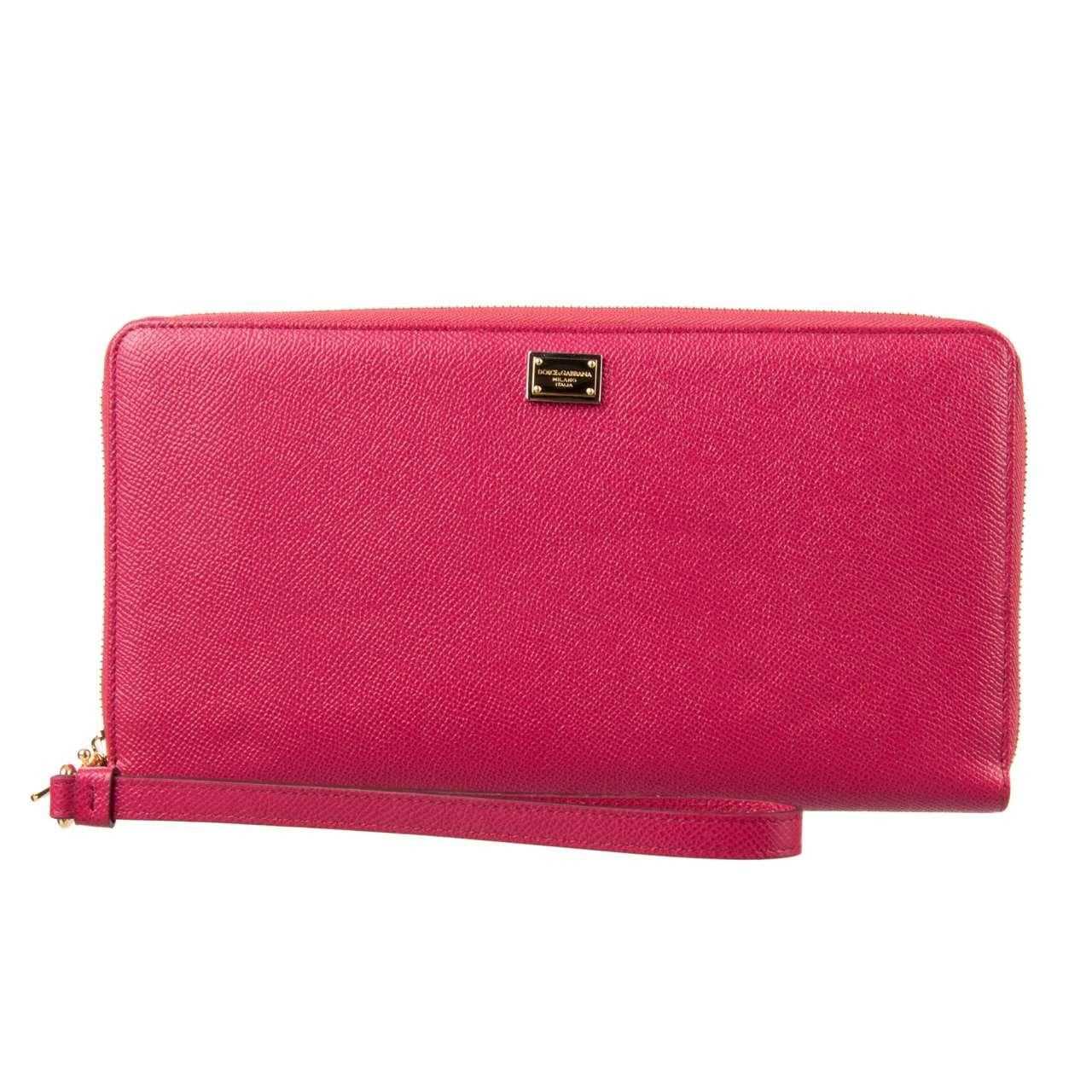 Dolce & Gabbana - Dauphine Leather Clutch Wallet Bag with Logo Pink For Sale 1
