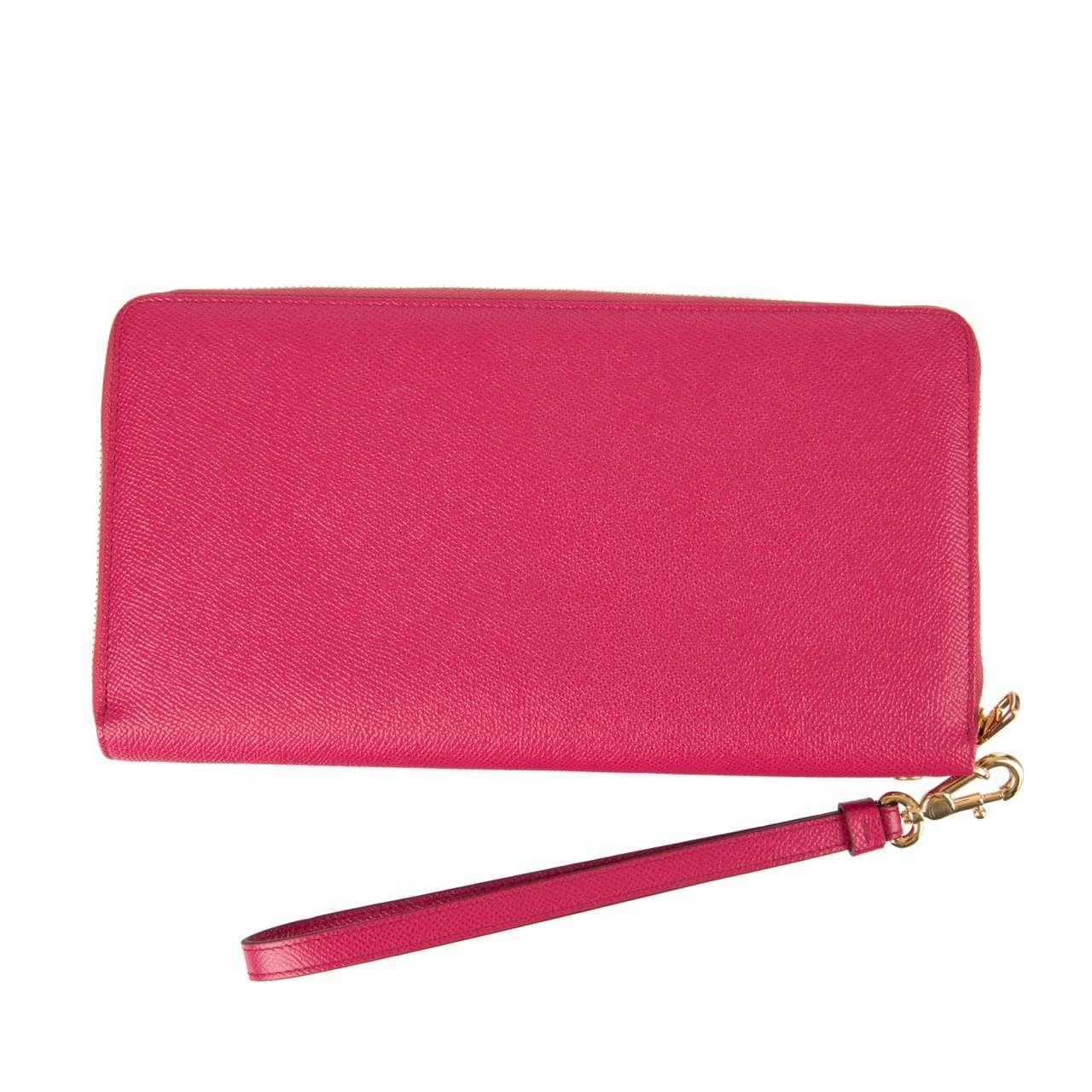 Dolce & Gabbana - Dauphine Leather Clutch Wallet Bag with Logo Pink For Sale 2