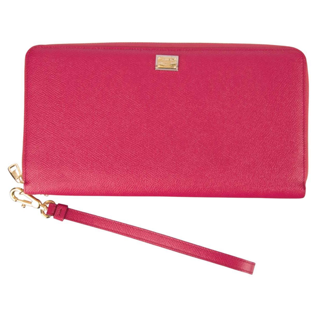 Dolce & Gabbana - Dauphine Leather Clutch Wallet Bag with Logo Pink For Sale