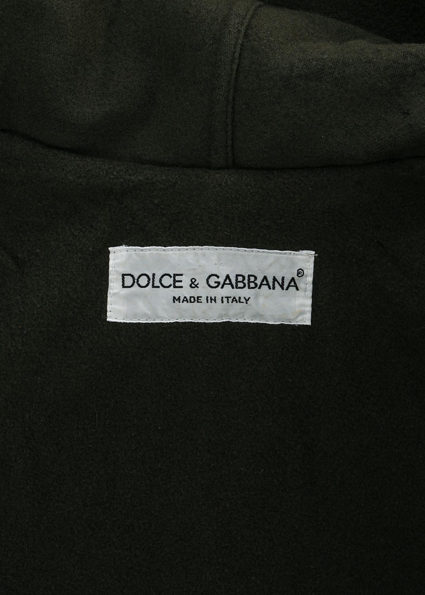 Dolce & Gabbana deep green wool oversized hooded coat, c. 1980s 1