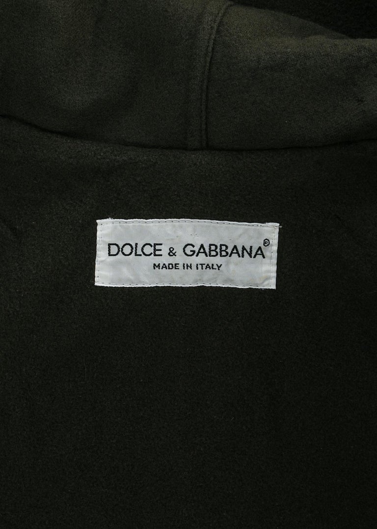 Dolce and Gabbana deep green wool oversized hooded coat, c. 1980s at ...