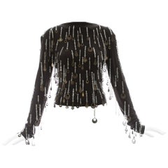 Dolce 
Gabbana deep mauve cotton jersey beaded tassel sweater, ca. 1991