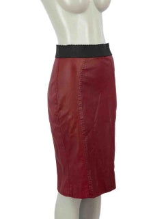 Dolce & Gabbana Deep Red Leather Pencil Skirt Size S