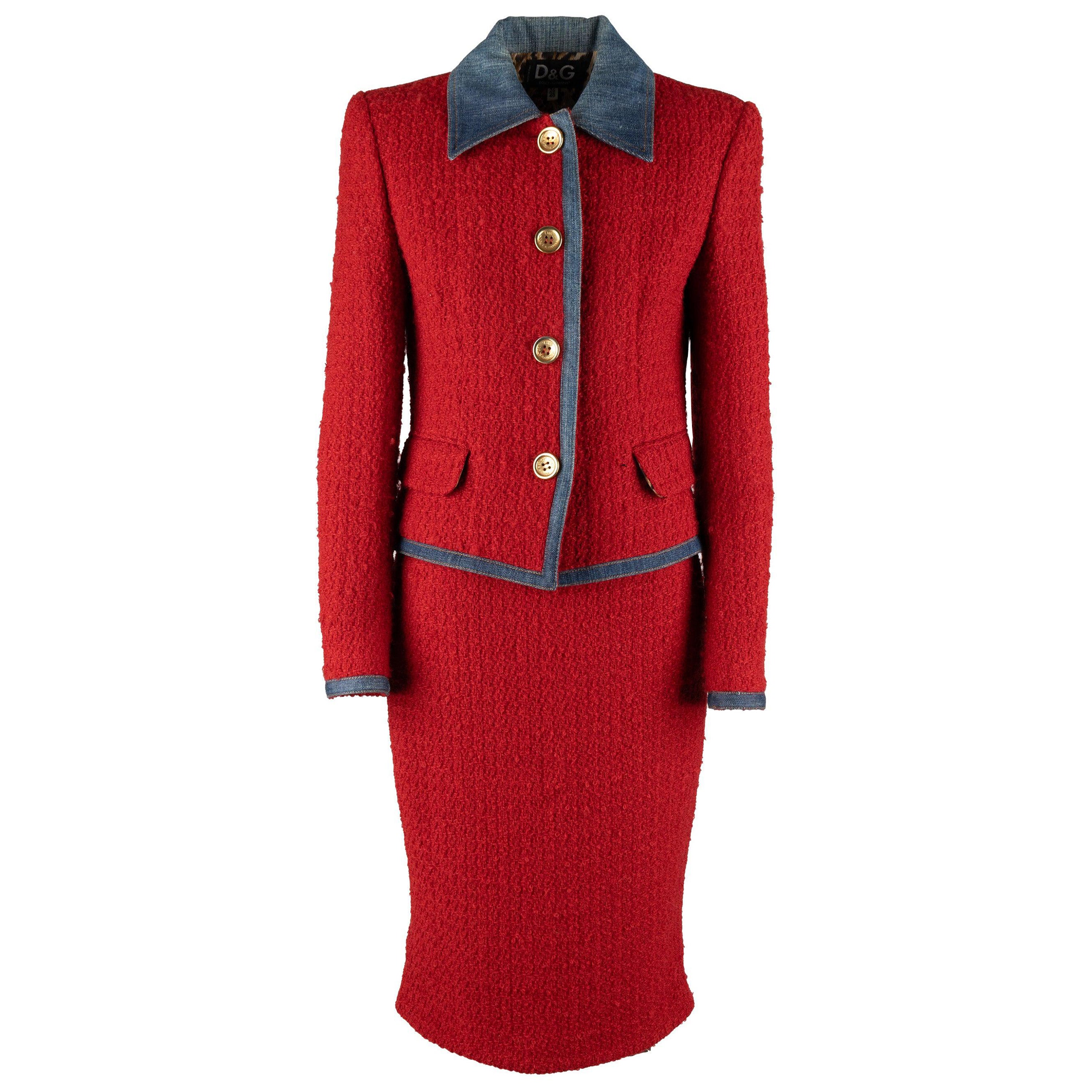 Ensemble Dolce & Gabbana en denim et laine - années 10 en vente