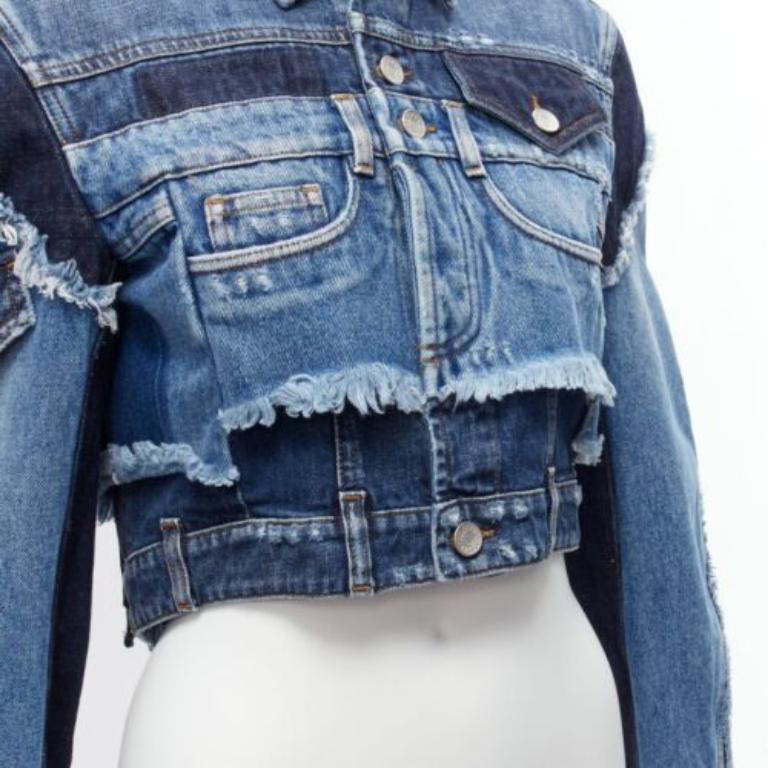 DOLCE GABBANA Denim blue deconstructed patchwork cropped jacket IT38 XS Cardi B
Reference: TGAS/D00539
Brand: Dolce Gabbana
Designer: Domenico Dolce and Stefano Gabbana
Collection: Denim
As seen on: Cardi B
Material: Denim
Color: Blue
Pattern: